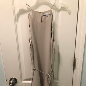 Scalloped Tan Dress with waist tie